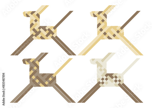 伝統工芸品イタヤ馬　ナチュラルな配色のシンプルなイラストセット