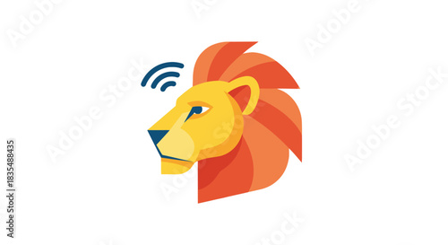 Geometric lion with signal