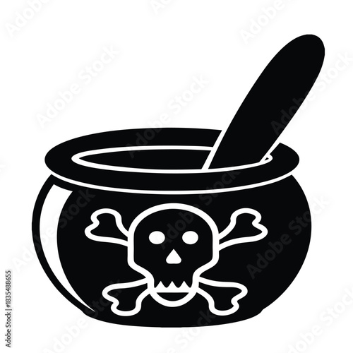 Halloween Cauldron with Skull and Crossbones Icon
