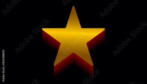 3D Golden Star Shining Brightly on a Black Background Illustration