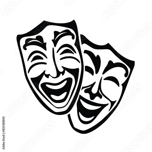 Comedy and Tragedy Masks Black Silhouette