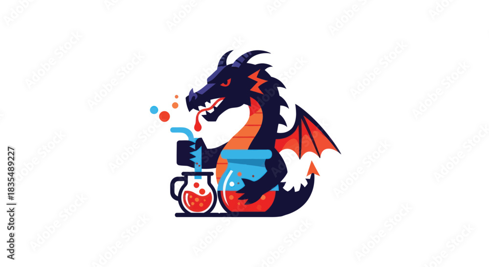Fototapeta premium Dragon making potion