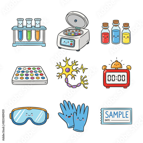 Laboratory cartoon illustrations set