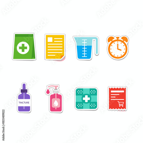 Medical and first aid flat icons set