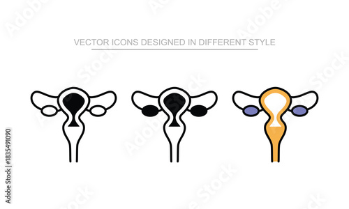 Reproductive Organs icon set in different style with white background illustration