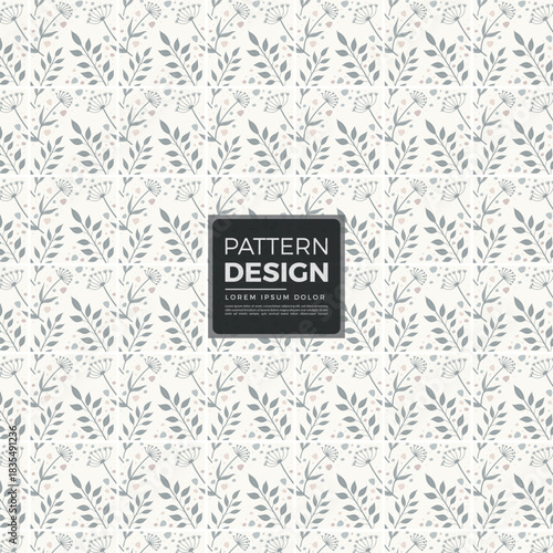Botanical seamless pattern with delicate leaves and sparse blooms