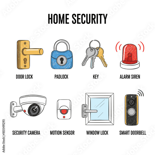 Home Security Devices Icons Set