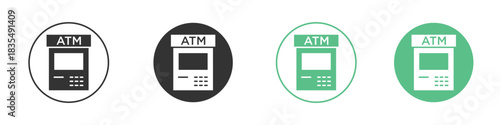 Atm icons silhouettes set isolated pack