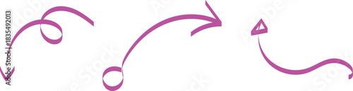 Three hand drawn purple arrows pointing in different directions on white background.