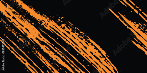 Black orange brush wrap pattern car sticker abstract banner sporty lines color combination black orange grunge brush modern pattern racing motorsport vector design.