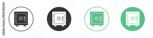 Bank vault icons silhouettes set isolated pack