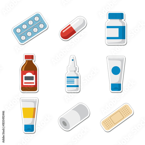 Medical and healthcare cartoon icons set