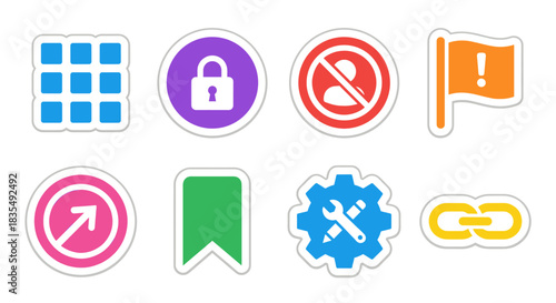 Colorful vector-style business and web icons set