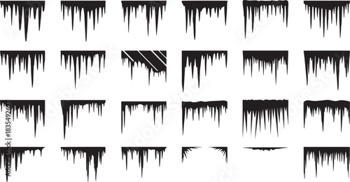 Set of icicle vector illustration design isolated on transparent background