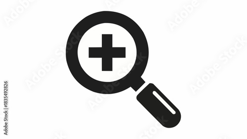 Black magnifying glass icon with a plus sign, symbolizing zoom in or enlarge function.