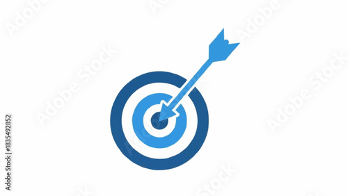 A blue arrow hitting the center of a target, symbolizing accuracy and goal achievement.