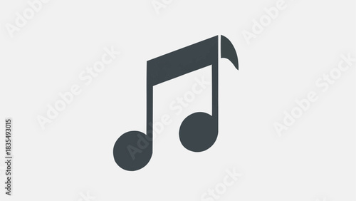 Dark grey musical note icon on a light grey background, representing music and sound.
