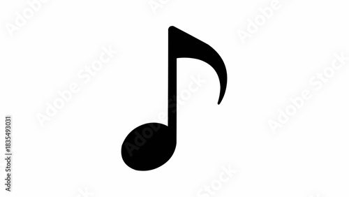 A single black eighth musical note symbol on a plain white background.