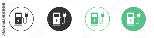 Charging station icons silhouettes set isolated pack