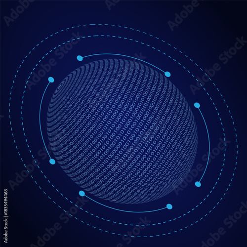 Blue Binary Data Software Programming Code Background.