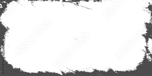 Vintage black ink splatter and dirty paint texture create a grungy vector frame element with a rough silhouette edge for your old paper design