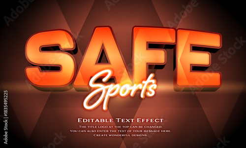 [Editable Text Effect Logo] ”Safe  Sports Logo” The title logo style is a sporty logo that shines like neon on crystal glass.
