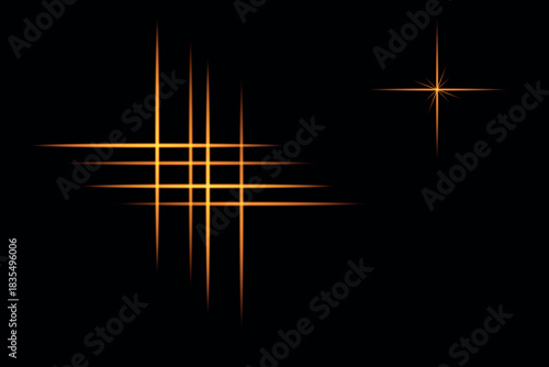 Golden lighting glow effect vector on a black background