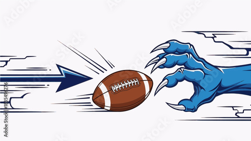 Monster Claw Reaching for Fast Moving Football