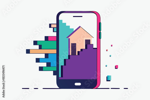 Glitch Art Phone Mockup Vector Transition