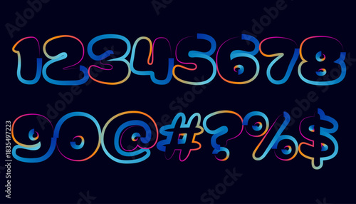 Colorful gradient numbers and symbols set modern design illustration concept