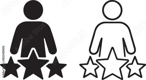 Person silhouette surrounded by a cluster of shining stars