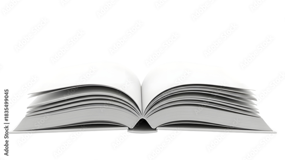Obraz premium Open book with blank pages on a black background for creative composition
