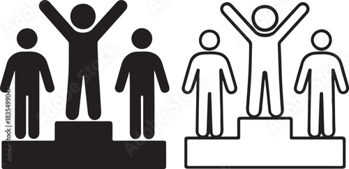 First place winners podium with gold silver and bronze medals