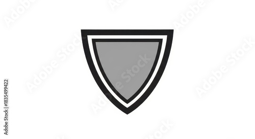 Free Download Stylized gray shield emblem with thick black and white outlines centered on a white background - GFXLoad
