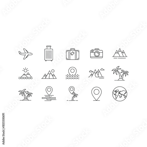 Travel and tourism icons set vector illustration design elements concept symbol sign