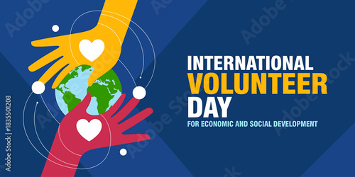 International Volunteer Day Illustration Celebrating Global Community and Social Development Promoting Generosity and Humanitarian Efforts