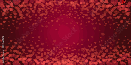 Romantic Red Heart Confetti Background for Valentines Day and Anniversary Celebrations with Festive Love Theme Design and Gradient Color