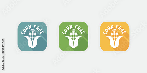 Colorful Corn Free Icons for Gluten Intolerance and Health Awareness Food Products Marketing and Product Labeling