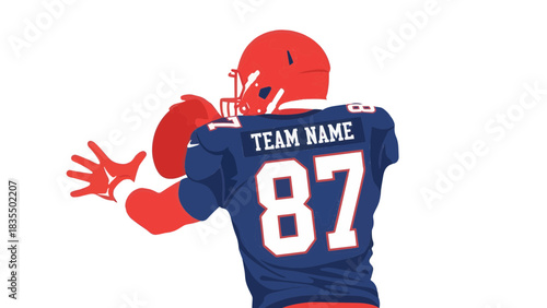 American Football Player Catching Pass in Uniform