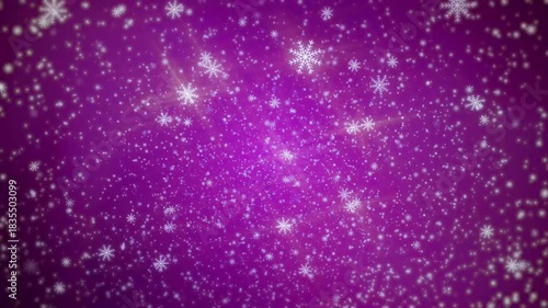 snow flakes falling in a snowy snowfall festive Christmas holiday scene of snowflakes tumbling over a background of beautiful dark pink magenta skies 4K motion background animation animated backdrop