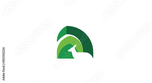 Deer silhouette nestled in green arches