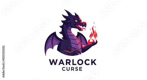 Purple dragon holding fire