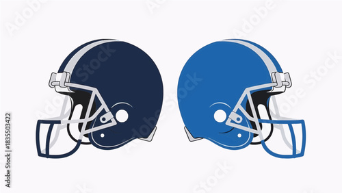 Rival American Football Helmets Facing Off