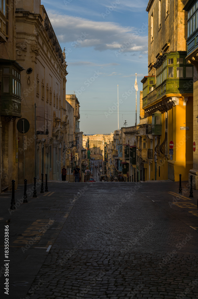 Fototapeta premium Walking Downhill in Valletta