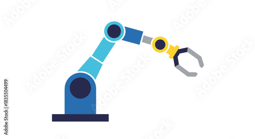 Articulated robotic arm with a grey gripper