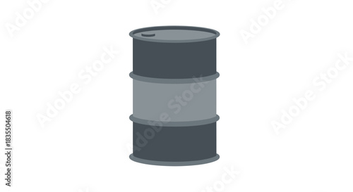 Metal barrel in grayscale, flat style