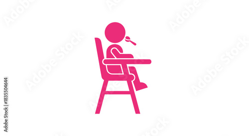 Baby in high chair eats