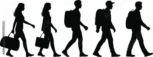 PrintBlack silhouettes vector illustration set of various aircraft, passenger planes, military jets, propeller planes, and different helicopter models from the side view.