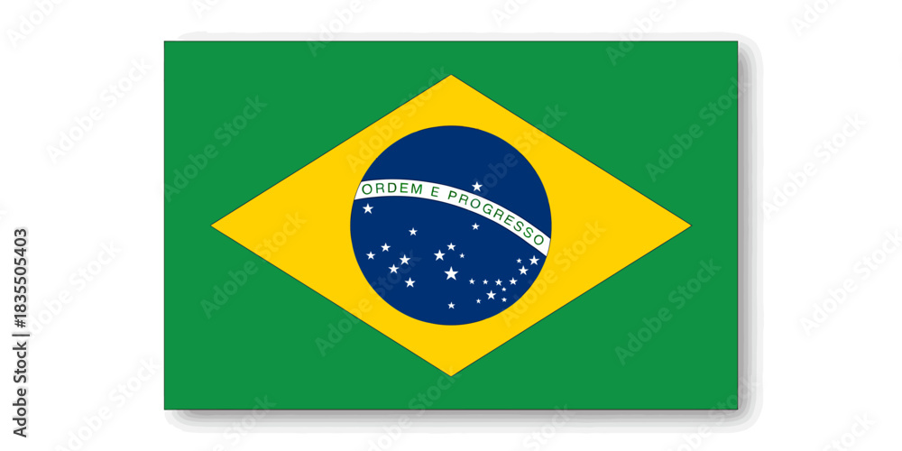 Fototapeta premium Brazilian National Flag Illustration Featuring Green Yellow and Blue Colors Representing South American Country Brazil
