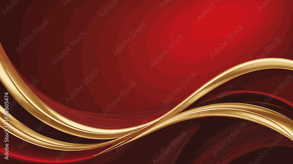 Fototapeta premium Luxurious Red and Gold Abstract Background with Elegant Flowing Lines and Rich Textures for Festive Occasions